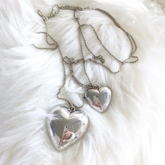 Vintage Puff Heart Double Strand Necklace - Picture 4 of 7